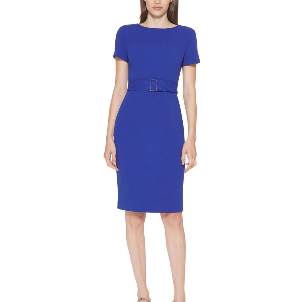 Belted Navy Dress